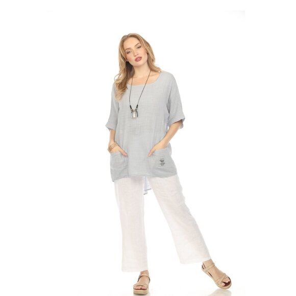 Grey Dolman Sleeves Tunic with Pockets - Picture 5 of 6